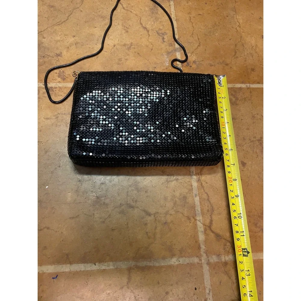 Creative Designs of Italy Black Metal Mesh Envelope Clutch Crossbody Bag Vintage